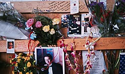 Detail of Flowers and Pictures left by family.