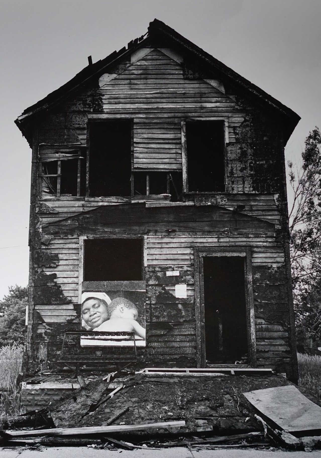 Archival photograph of a Demolished by Neglect installation in Detroit